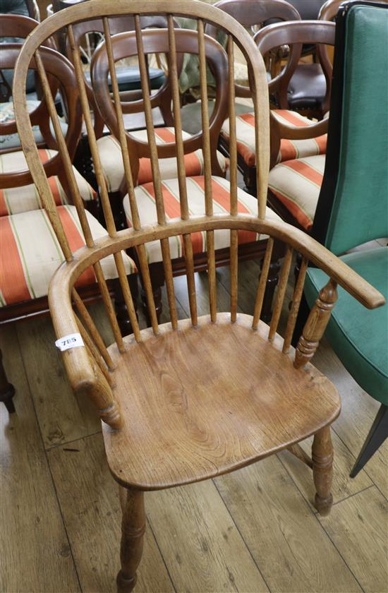 An early 20th century oak and elm Windsor chair